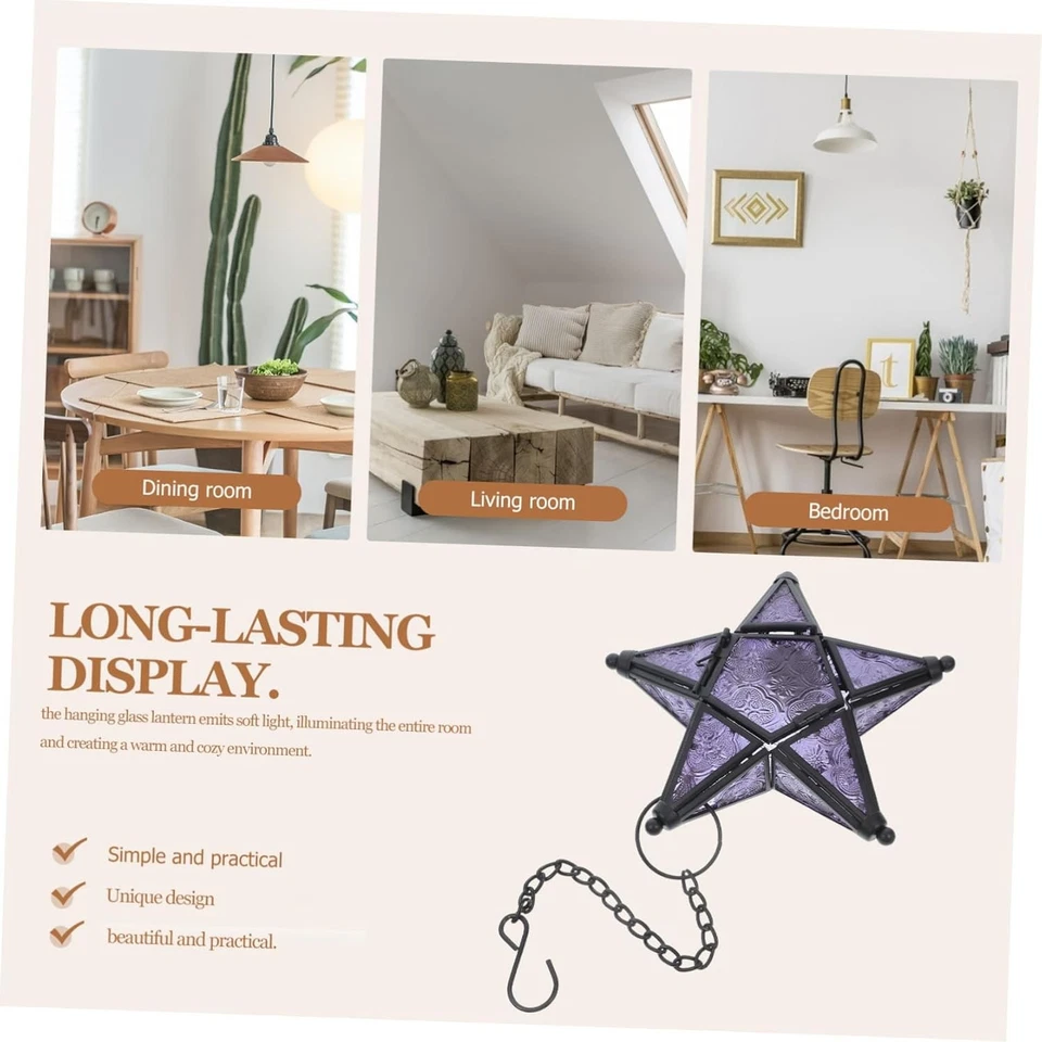 Decorative Purple Star Hanging Candle Holder for Christmas Holiday Gifts Parties - Image 4 of 4