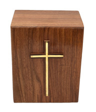 Wooden Urn Box w/ Brass Cross Wooden Cremation URns for Male  Female Brown