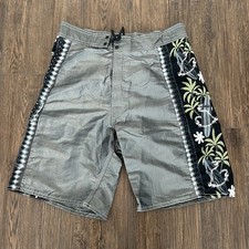 Vintage 1990s Y2K Hawaiian Boardshorts Surf Swim Shorts Trunks Size 28
