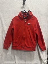 Nike Hooded Sweatshirt Red and Black Sherpa Lined Size S 5/6