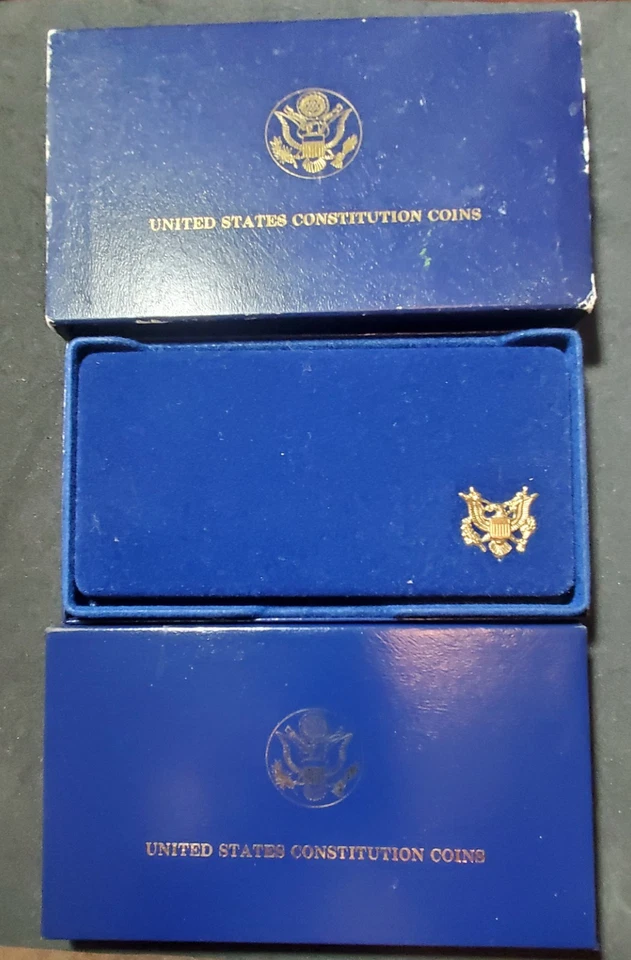 Vintage 1987 U.S Constitution Boxed Gold $5 & Silver $1 Set-SF  Mint-MIB, COA-AE - Image 4 of 4