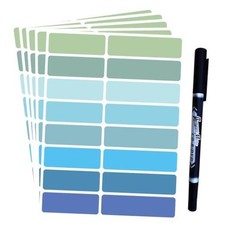 Waterproof Removable Labels Name Tags with Pen Adhesive Name Blue Labels