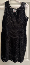 Baraschi Sz 4 Anthropologie Black Sleeveless Lace Dress 2 Piece Sleeveless