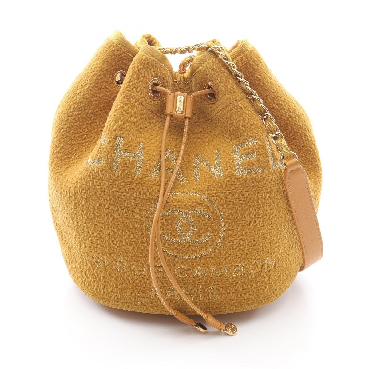 CHANEL Deauville Velour Fabric Shoulder Bag Pre-Owned Women's Luxury Handbag