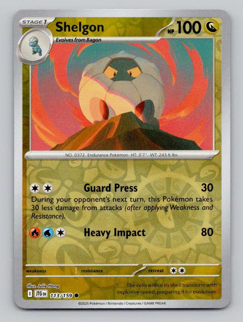 Shelgon 113/159 Common Journey Together Pokemon Reverse Holo Near Mint