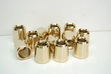 SET OF 12 POLISHED BRASS 1" CANDLE FOLLOWERS, BURNERS, TOPPERS, FOLLOWER