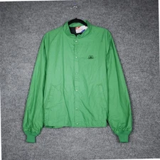 Vintage Swingster Farmer Bomber Jacket Green Snap Button Logo Adult L