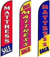 3 Swooper Feather Flags of Mattress SALE Business Advertising Banners (Pack...
