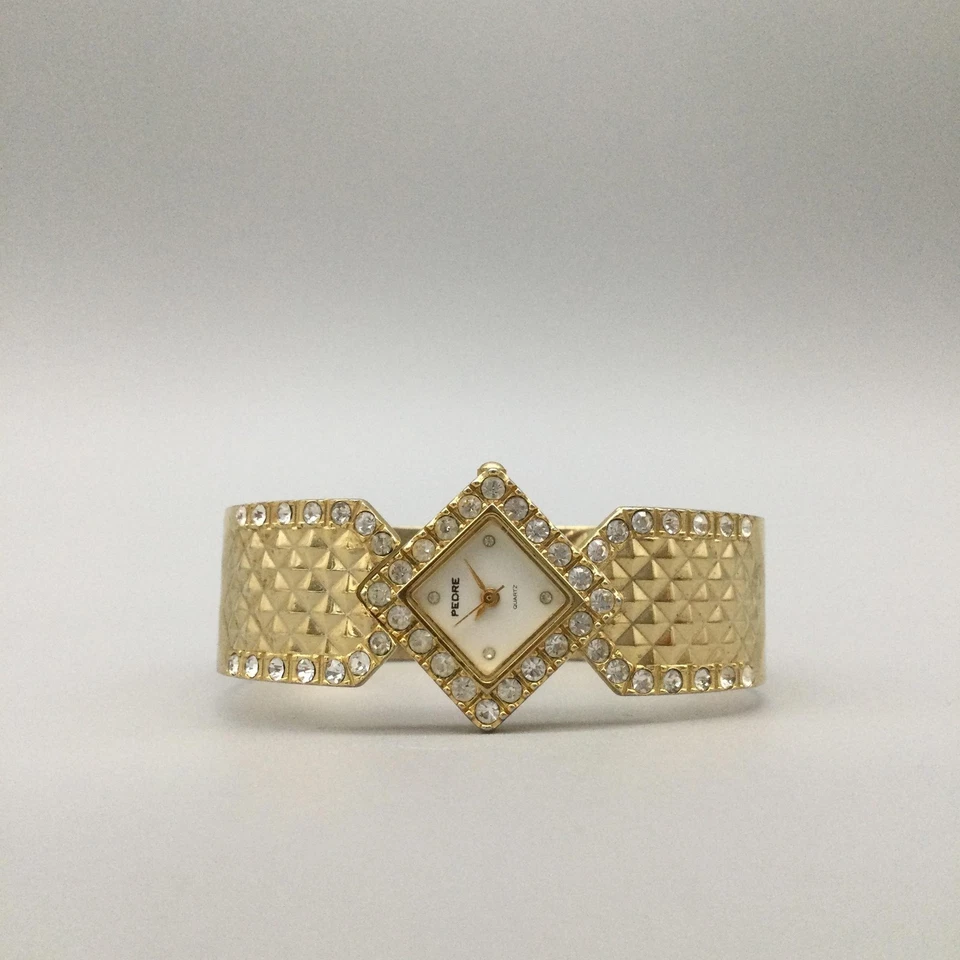 Pedre Reloj Mujer 26mm Tono Dorado Cristales Brazalete Pulsera Batería Nueva 6.75" Foto 4 de 4