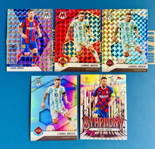 2021-22 Lionel Messi Silver & Red Mosaic Prizm Refractor World Cup 5(Cards)