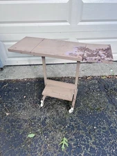 Vintage Metal Industrial Rolling Typewriter Table Cart Drop Leaf Desk Parts