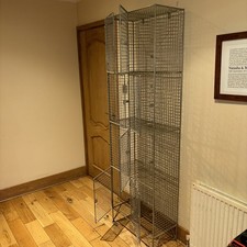 Industrial Style Silver Metal Wire Mesh Lockers - eight Compartments with Hooks