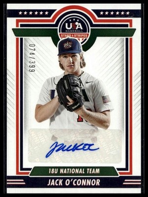 2022 Panini Stars & Stripes #18US-JO Jack O'Connor 18U Sign Blue Ink #/399