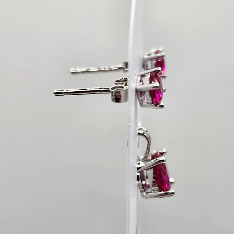 925 Новый серебро подвеска и серьги комплект родия рубина кубический цирконий - Изображение 3 из 3