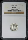 1942 Mercury Dime 10C NGC MS66