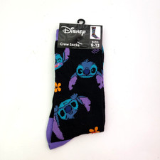 Disney Lilo  Stitch Adult Size 9-13 Blue Stitch Graphic Novelty Crew Socks 1Pk