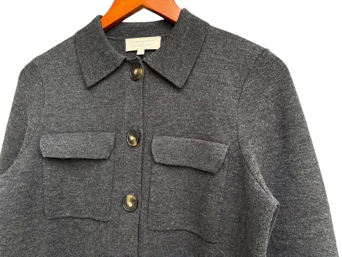 La Maille SEZANE Betty Women’s Cardigan Merino Wool Charcoal Grey XS $170  Retail
