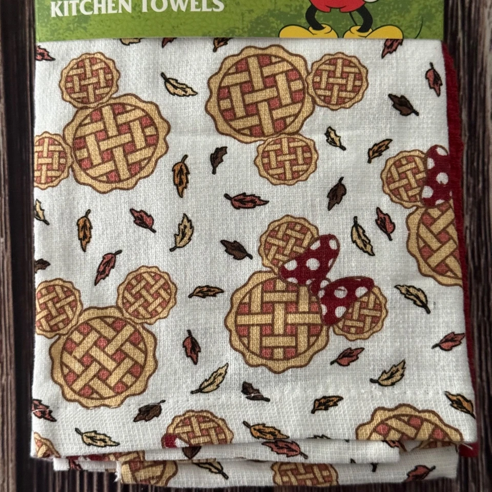 Juego de 3 toallas de cocina Disney Mickey Mouse otoño otoño celosía tartas Minnie Foto 3 de 4