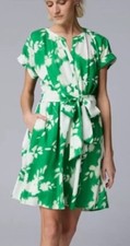 Simply Vera Wang Linen Blend Green Floral Tie Dye Dress XXL Lined Pockets A Line