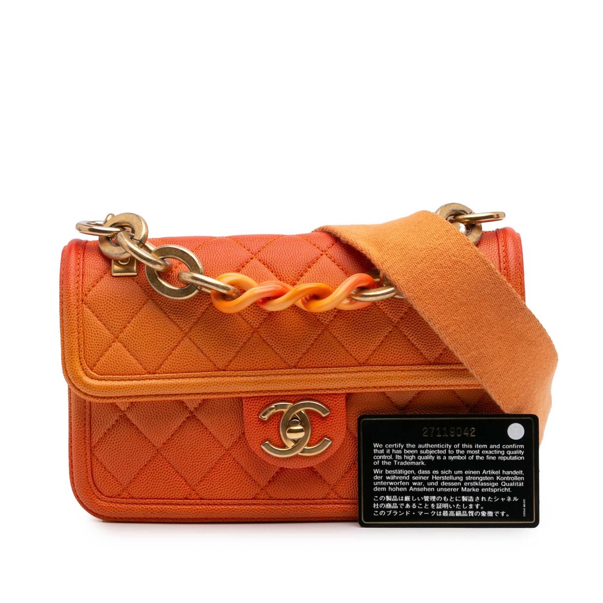 Authenticated Chanel Small Quilted Caviar Sunset On The Sea Flap