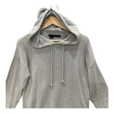 360Cashmere Gray Cotton Cashmere Hoodie Dress XS Oversized Knit Mini