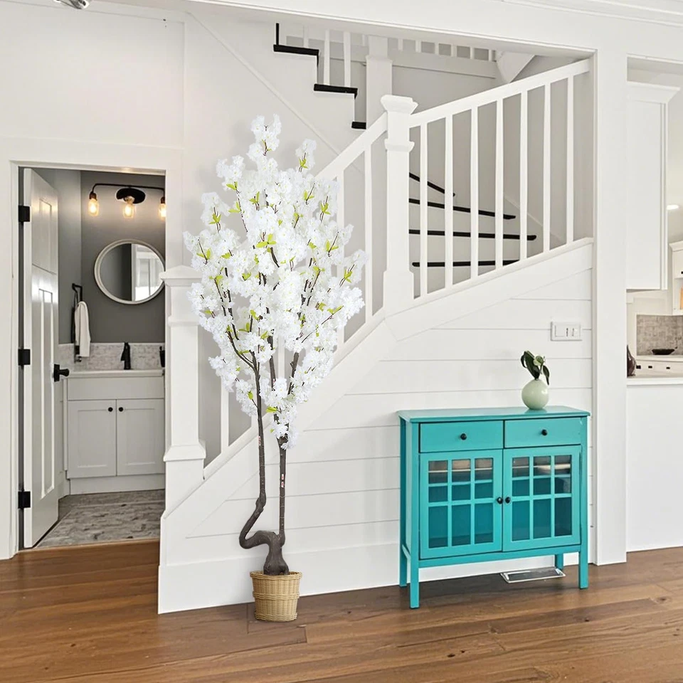 Árbol de cerezo artificial blanco de 7,2 pies para decoración del hogar, casi natural fau... Foto 4 de 4