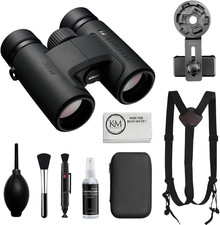 Nikon PROSTAFF P7 10X30 Binoculars Bundled with Harness Strap Deluxe Cleaning