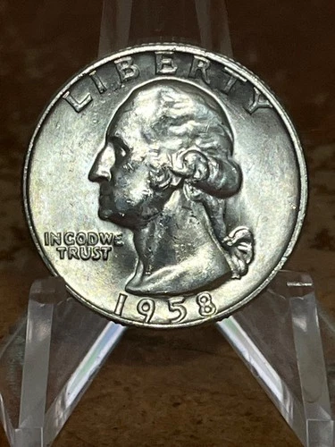1958-D 25C Washington Quarter AU/BU - 90% Silver  #RJ40
