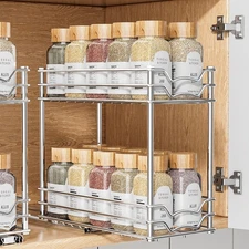Pull Out Spice Rack Organizer for Inside Cabinet, 2 Tier Slide Out Spice Orga...