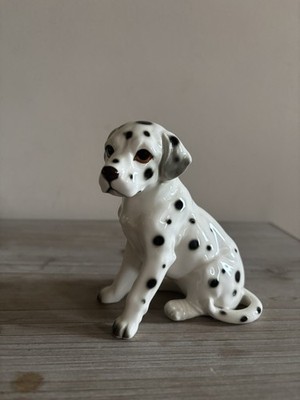 Dalmatian Ceramic Figurine White with Black Dots, 8'' Tall
