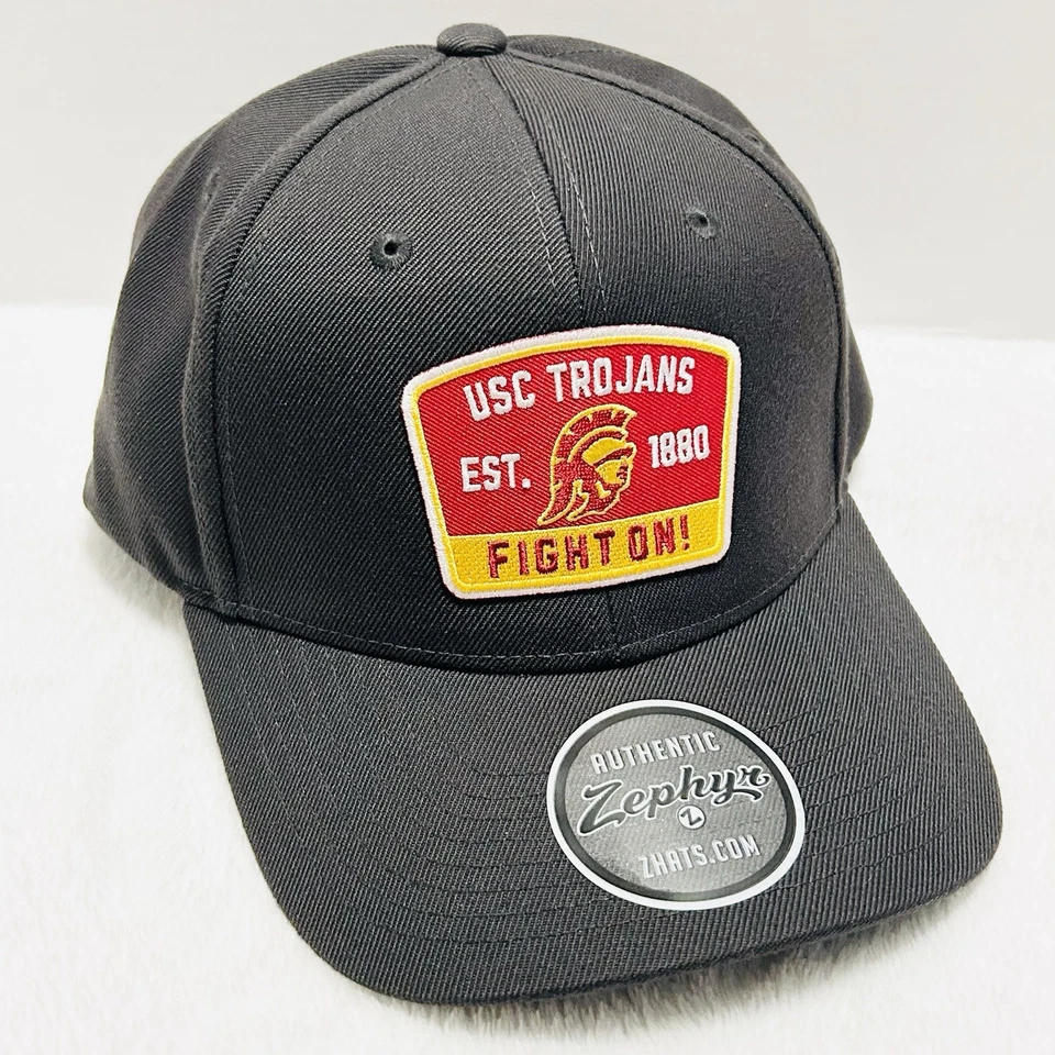Zephyr USC Trojans Logo Patch Trucker Hat Cap Adjustable Snapback Charcoal NCAA - Image 3 of 4