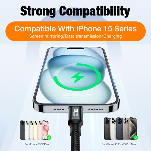 0.5M-3M 100W USB3.2 Type C Fast Charging Cord Data Cable For iPhone 15 Samsung - Picture 3 of 13