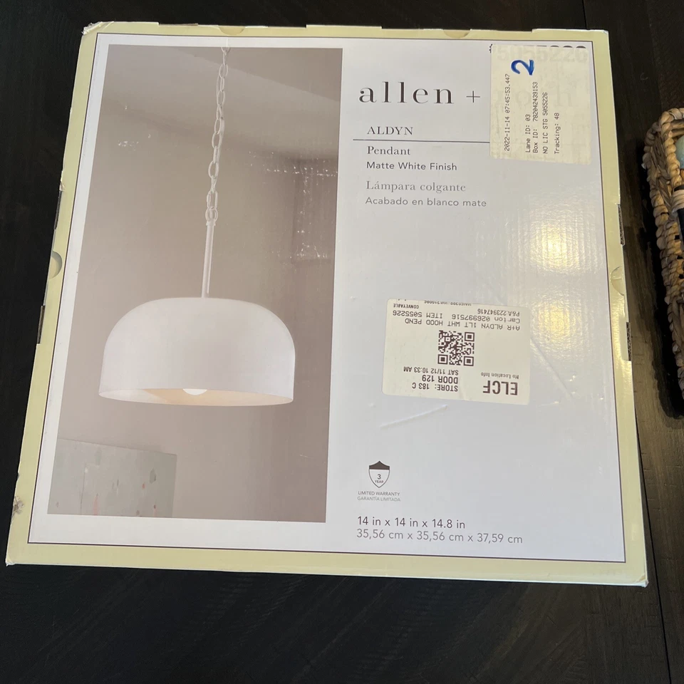 Lámpara colgante Allen + Roth Aldyn blanca mate Foto 3 de 4