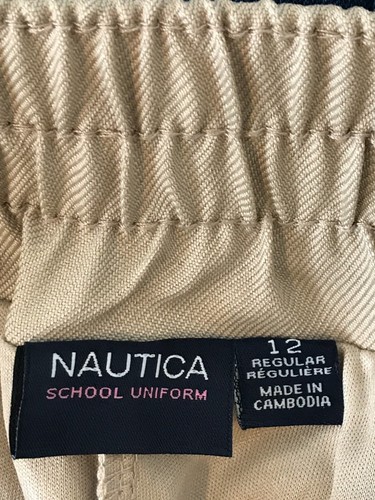 Nautica Girl 12 Uniform Skort Beige 4-Pleats 2-Pockets Elastic Waistband Back - Picture 5 of 5