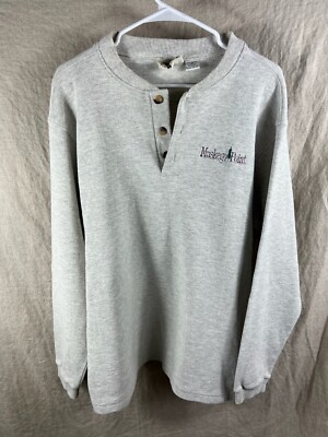 Diport USA VTG Unisex Gray Long Sleeve 1/4 Button Muskego Point Sweatshirt Sz M