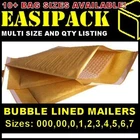 BUBBLE LINED ENVELOPES PADDED MAILERS MAILING BAGS *ALL SIZES* - GOLD