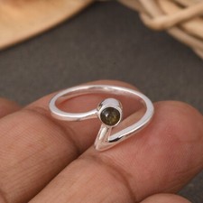 Gorgeous Zig-Zag Design Gold Sheen Obsidian Silver Ring Anniversary Gift For MOM