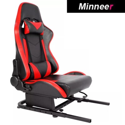 Minneer Racing Sim Cockpit Sitzhalterung mit rotem Sitz passend für Lenkradständ