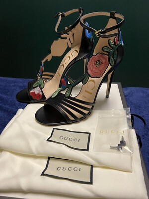 EU37.5 GUCCI ブラック レース ハイヒール 410A EU37.5 GUCCI ブラック レース ハイヒール 410A