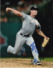 BRIAN ELLINGTON   MIAMI MARLINS   ACTION SIGNED 8x10