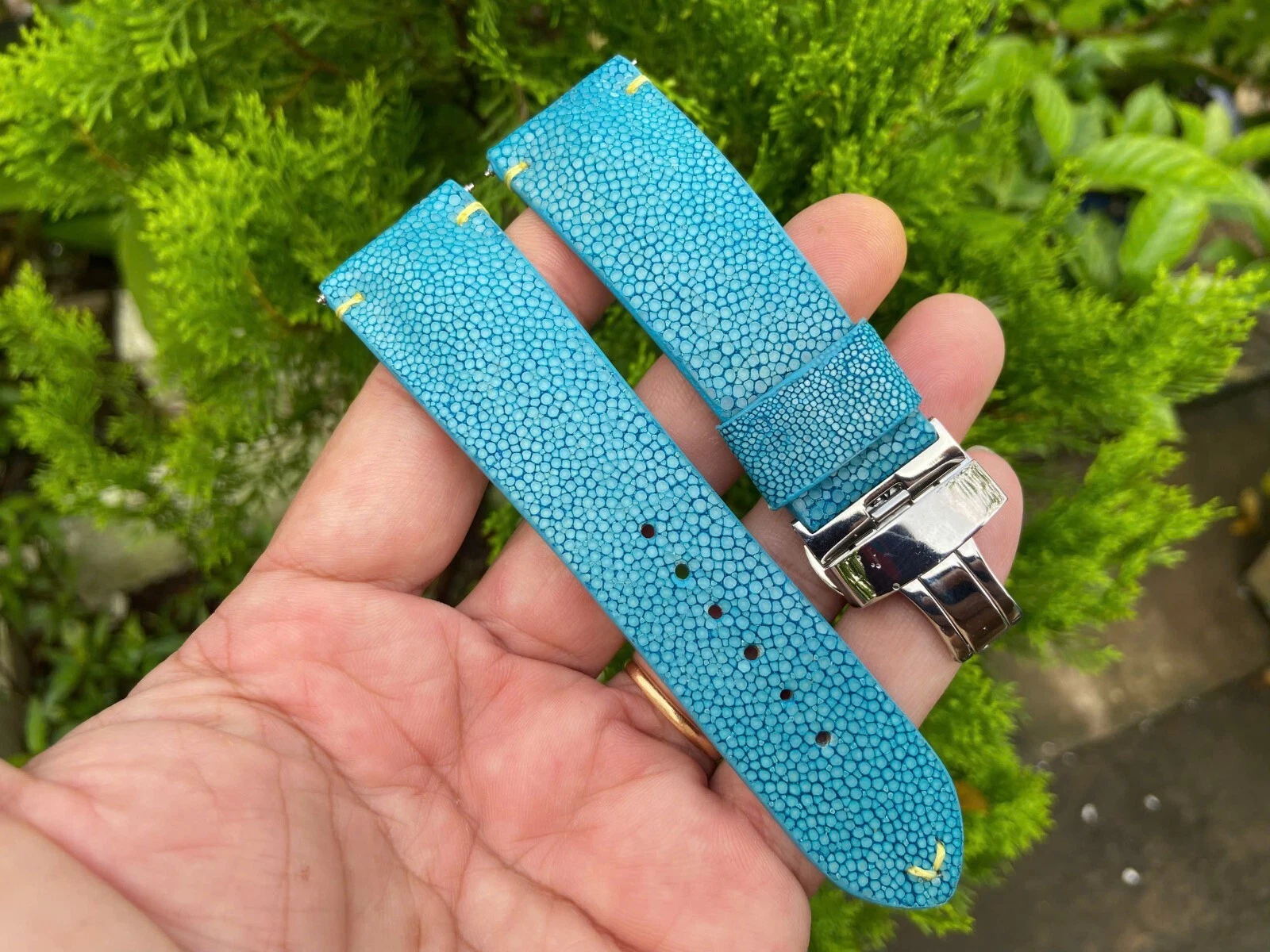 Blue Stingray Leather Watch Strap Band, Size 16mm 18mm 19mm 20mm 22mm 24mm 26mm