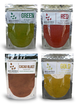 MAXX Organics Balance of Nature GREEN GOLD RED CACAO SUPERFOOD 4pk Best Value