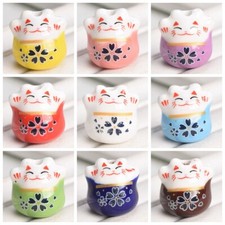 10pcs 16mm Fortune Cat Raise Claws Ceramic Loose Beads For Jewelry Making