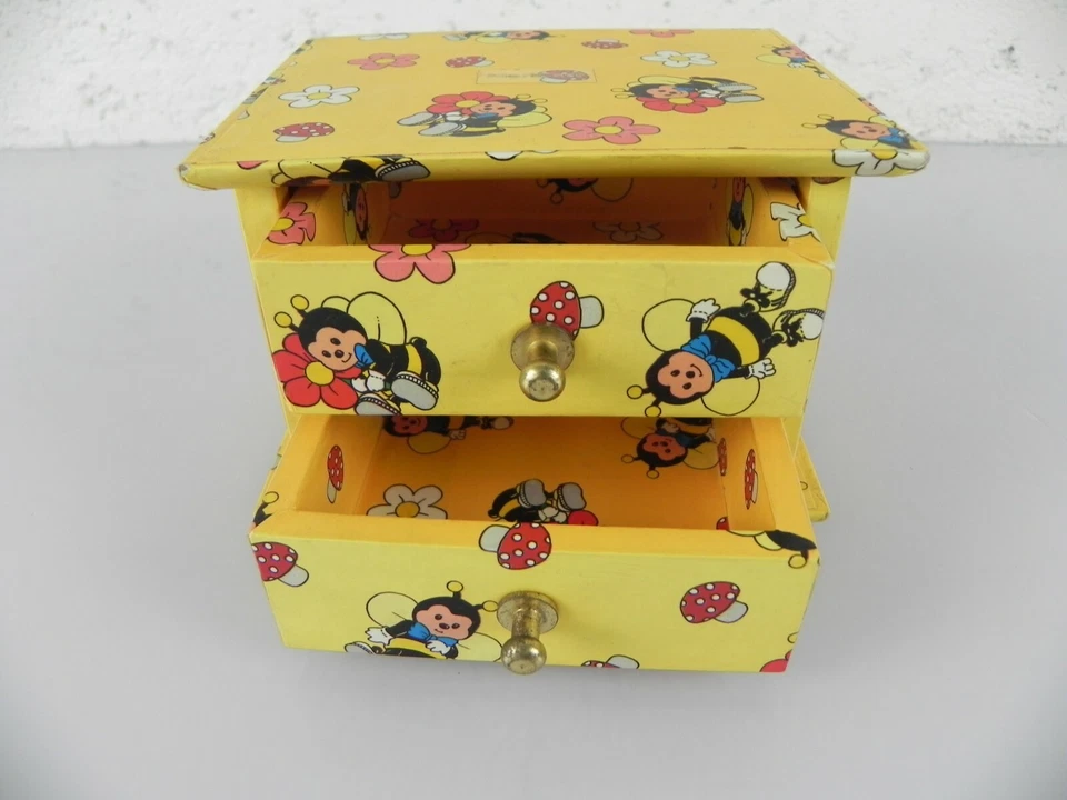 Scatola PORTAGIOIE cofanetto con cassetti per bambini in legno rivestita piccola - Immagine 4 di 4