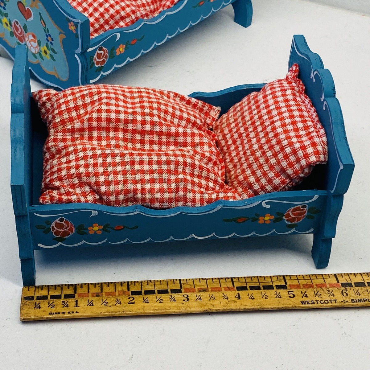 Vintage Dora Kuhn W Germany Blue Dollhouse Furniture Bedroom