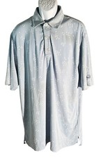 FJ FOOTJOY Men's Short Sleeve Button Down Golf Polo Shirt Blue White Large