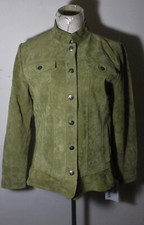 Women's Chadwicks Green 100% Leather Mock Neck Jacket Size 12 Nwt