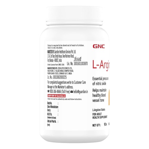 GNC L-Arginina 1000 mg | 90 Comprimidos 1000mg Por Porción Envío Gratis - Imagen 3 de 6