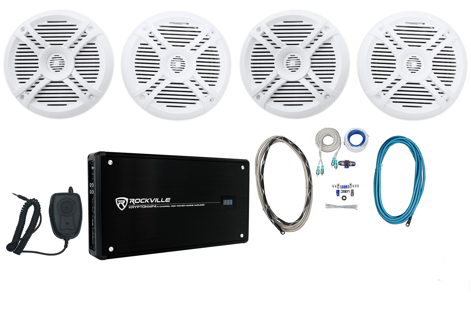 4 Морские лодочные колонки Rockville RMSTS65W 65 мощностью 1600 Вт 4-канальный усилитель Комплект усилителей 42990₽