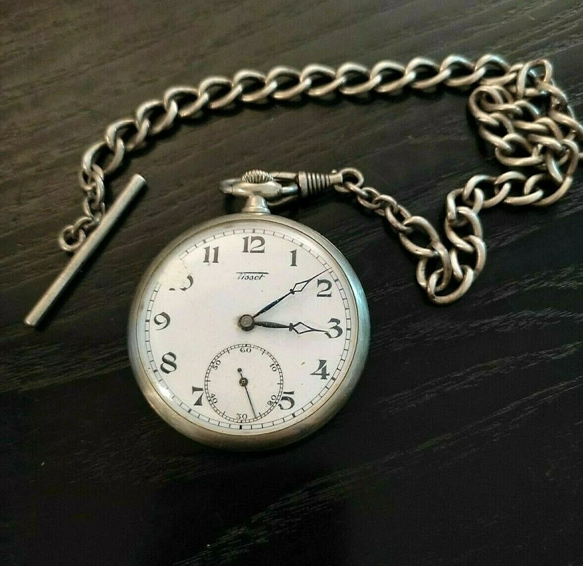 ANTICO OROLOGIO DA TASCA TISSOT & FILS LOCLE PRIMO '900 FUNZIONANTE CON  CATENA